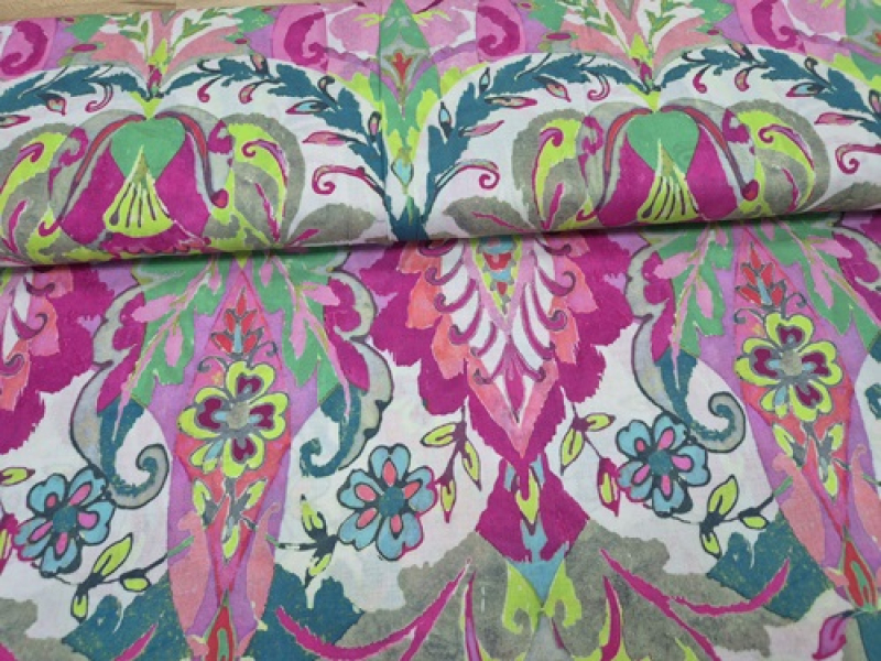 100% Baumwolle- Blumen bunt